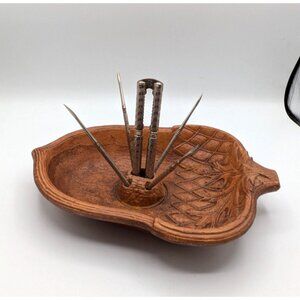 Vintage Multi Products Inc Acorn Shaped Nut Bowl with Cracker and Picks 10"